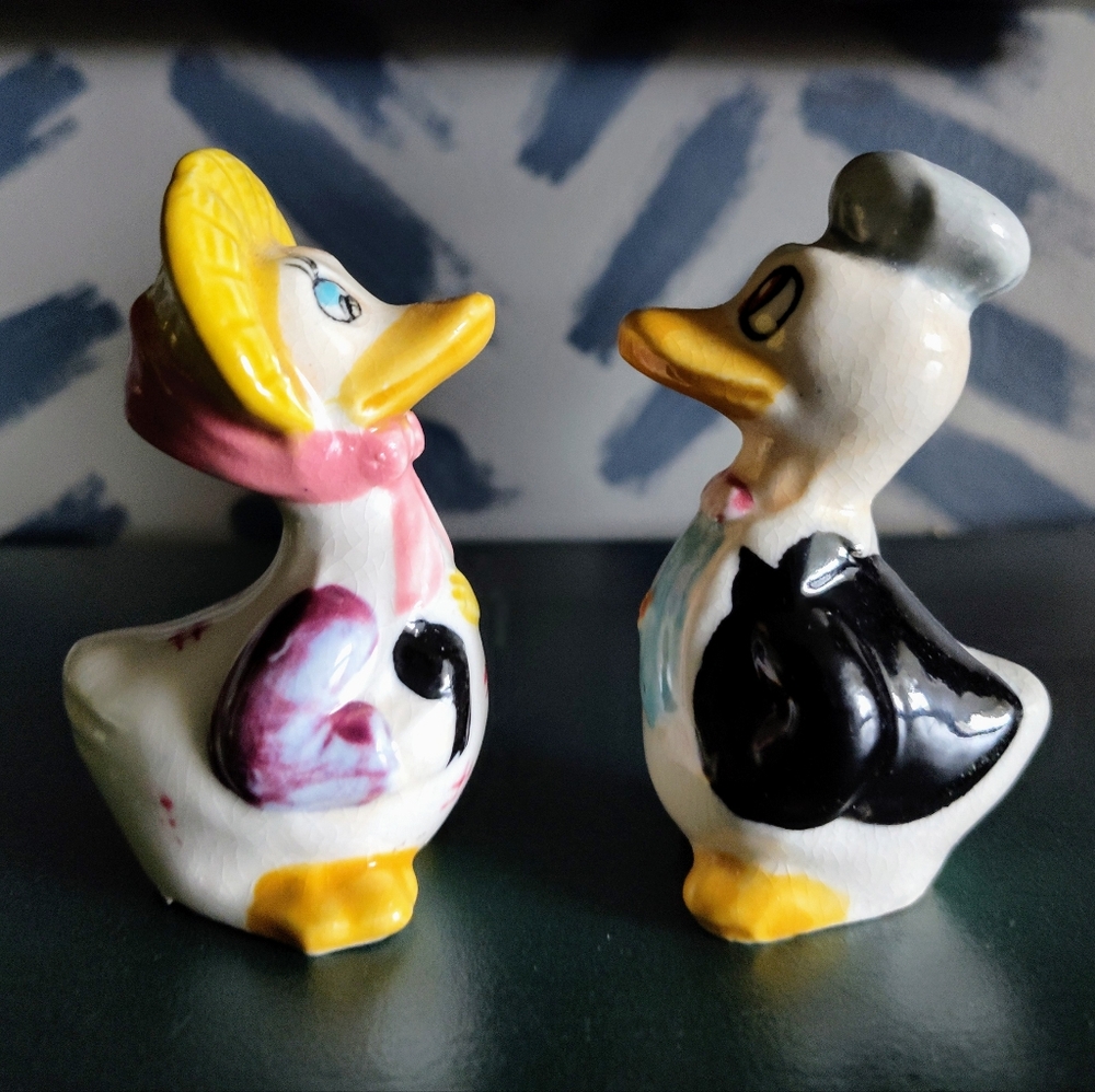 Vintage 1950s Anthropomorphic Duck Salt Pepper Shaker Set Japan Anthropomorphic
